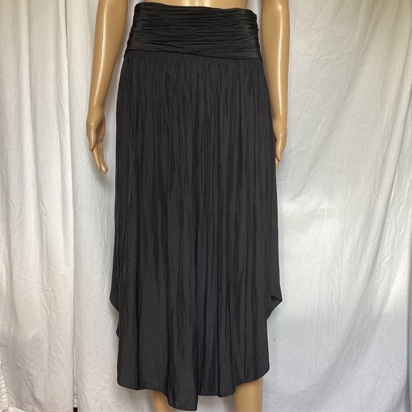 Ramy Brook Jessy Black Midi Shirred Asymmetrical Front Side Skirt Size 4 - Picture 1 of 15